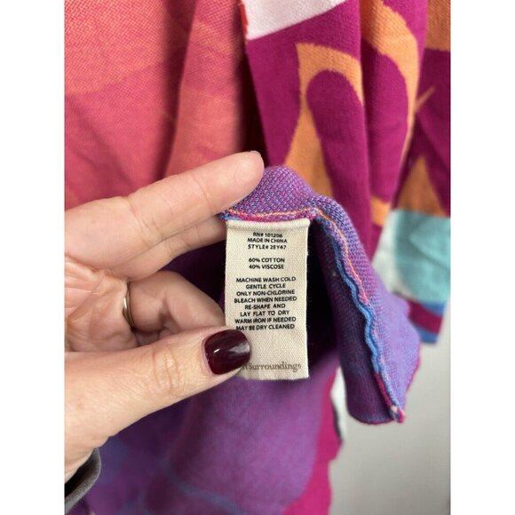 Soft Surroundings Color Burst Long Open Cardigan Size Medium Women’s Orange Red - Picture 7 of 9